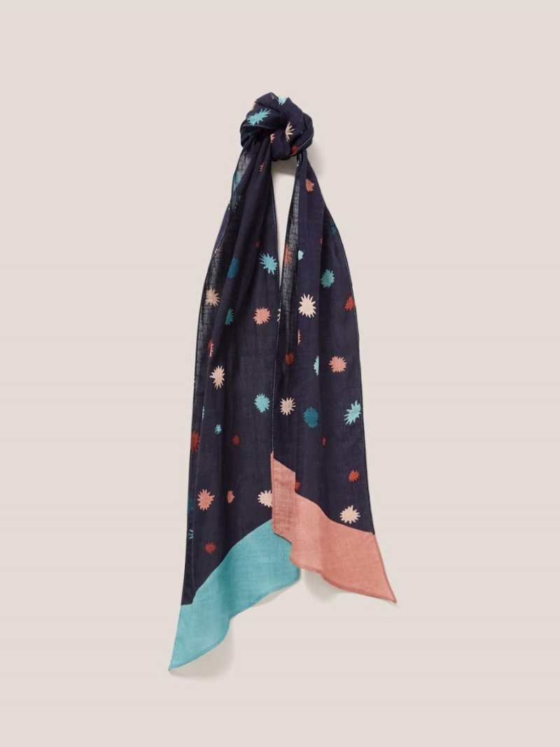 White Stuff Starburst Print Skinny Scarf Black Multi | 46098-BKVP