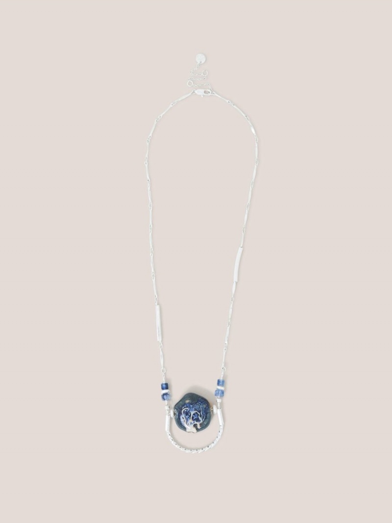 White Stuff Stone Pendant Necklace Blue Multi | 80231-DIUE