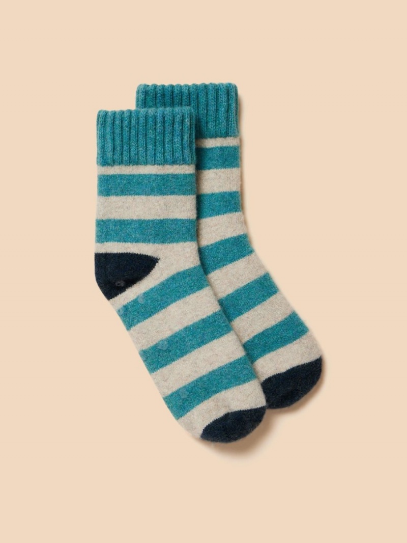 White Stuff Striped Loopback Cosy Sock Blue Multi | 42631-PJZM