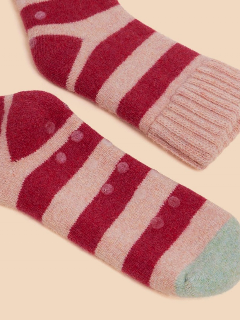 White Stuff Striped Loopback Cosy Sock Pink Multi | 75639-HANV