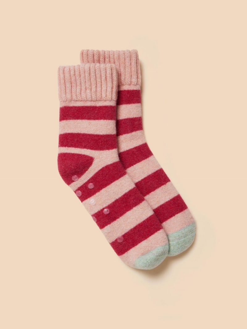 White Stuff Striped Loopback Cosy Sock Pink Multi | 75639-HANV