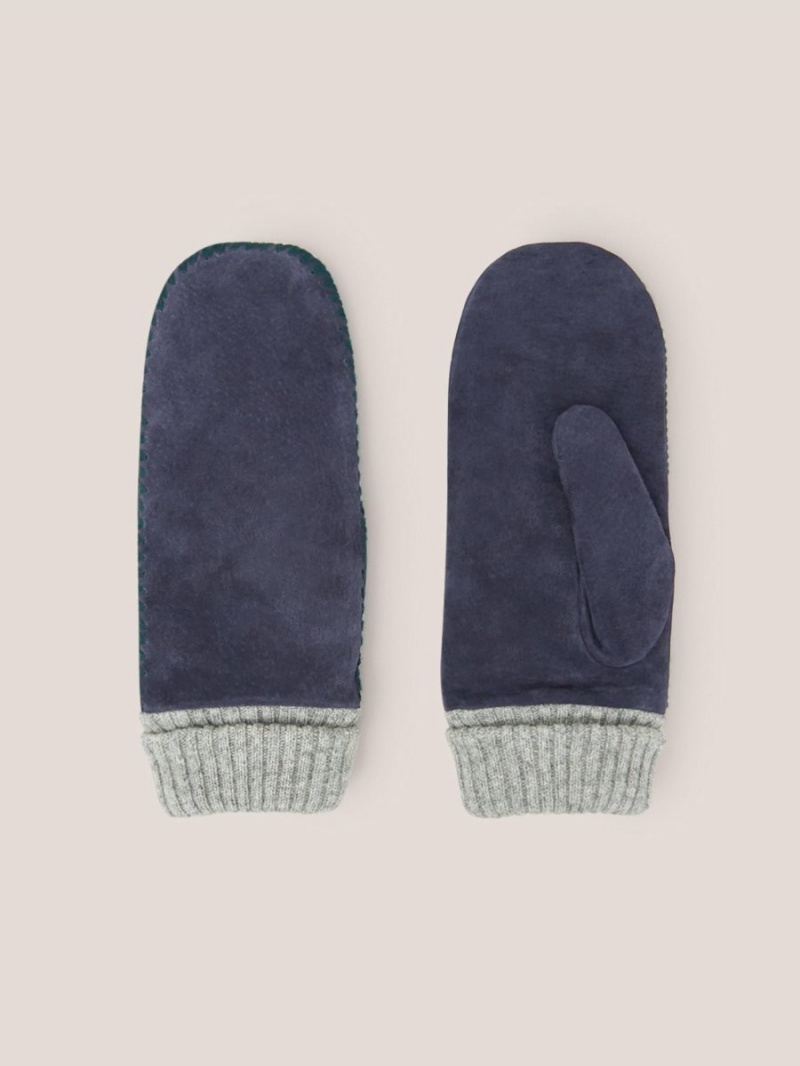 White Stuff Suede Mitten Dark Navy | 19705-FZOP