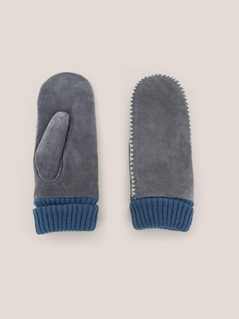 White Stuff Suede Mitten Mid Grey | 09623-DCXT