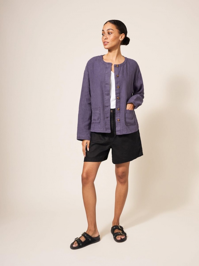 White Stuff Tabby Linen Jacket Dusty Purple | 85072-ECIP