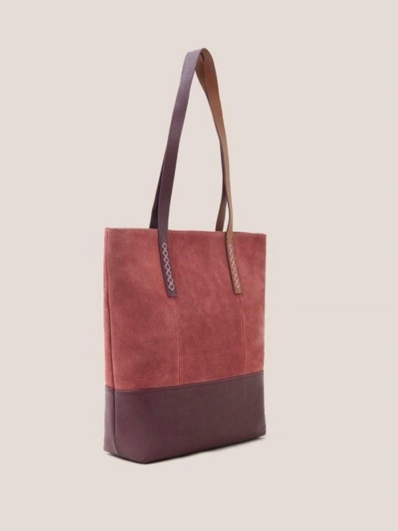 White Stuff Tara Leather Tote Bag Deep Red | 28079-TCNM