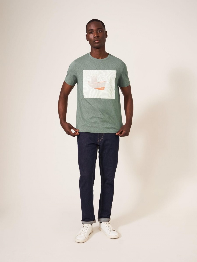 White Stuff Trawler Graphic Tshirt Dusty Green | 30186-LMCV