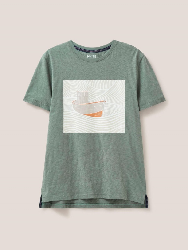 White Stuff Trawler Graphic Tshirt Dusty Green | 30186-LMCV