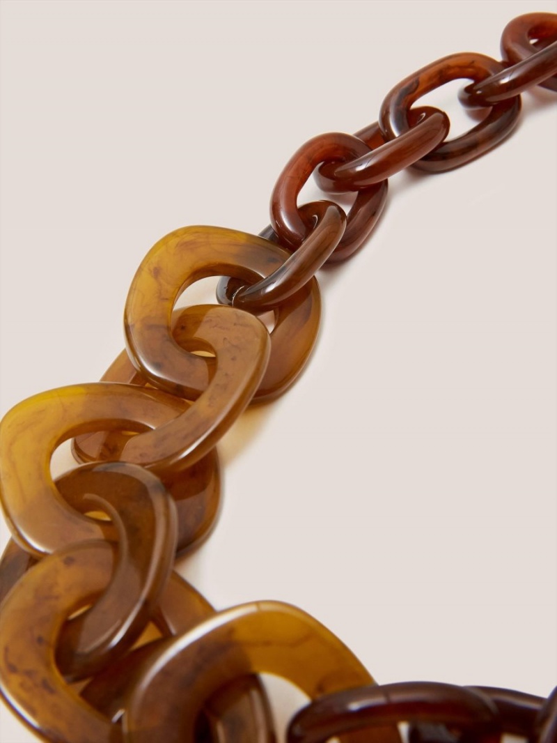 White Stuff Tulip Resin Chain Necklace Brown Multi | 07293-MORL