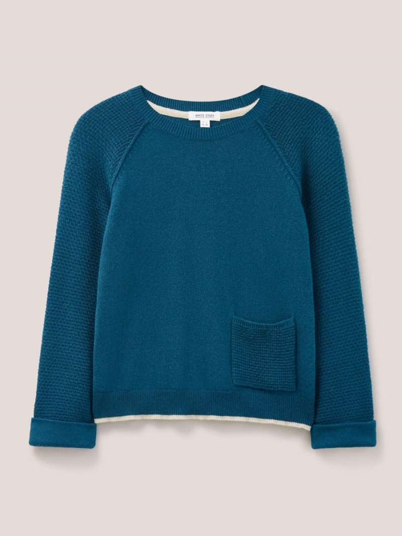 White Stuff Tyne Crew Neck Jumper Dk Teal | 37406-FQXW