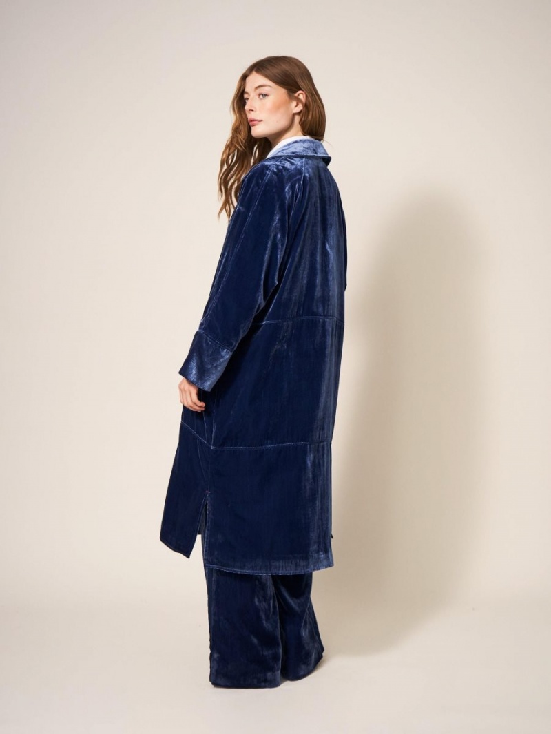 White Stuff Velvet Duster Smart Coat Deep Blue | 26375-VPZN