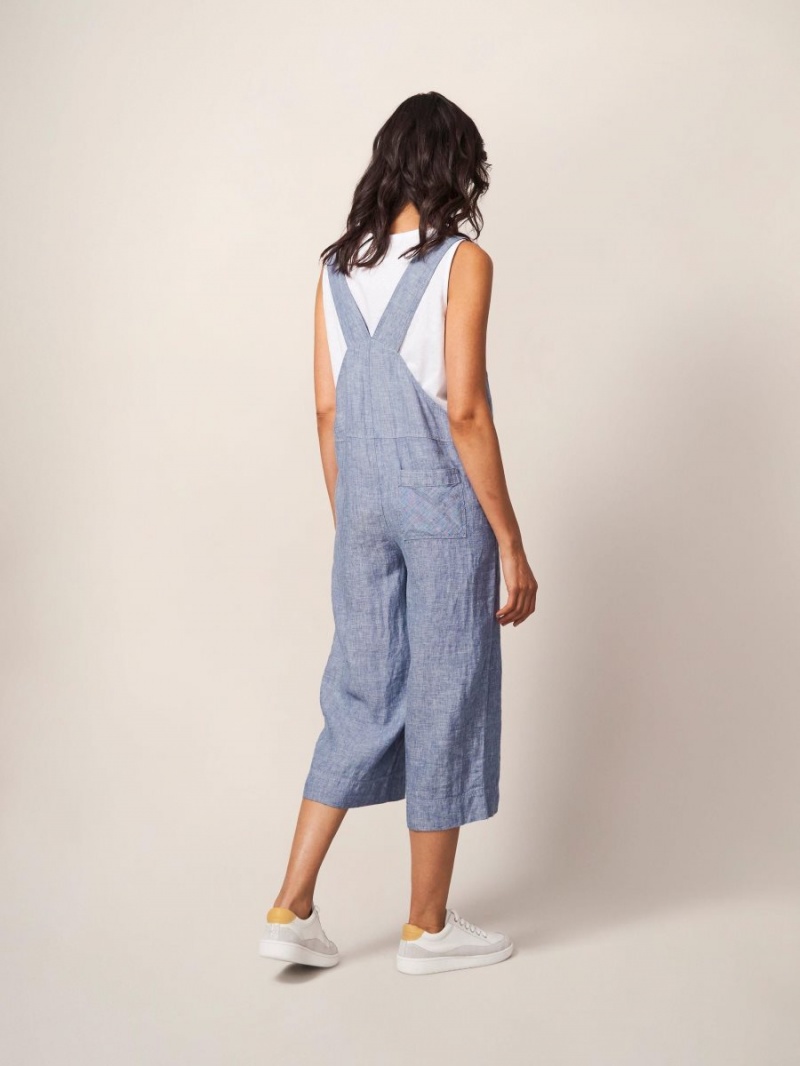 White Stuff Viola Linen Dungaree Chambray Blue | 49582-GZND