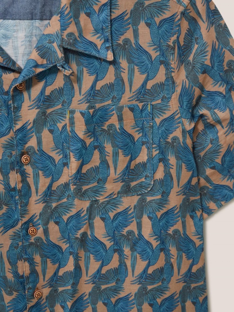 White Stuff Waving Parrot Printed Ss Shirt Mid Pink | 67281-YBXE