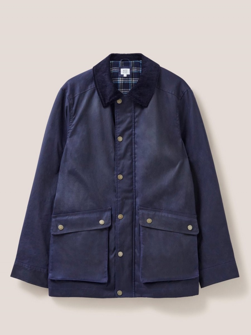 White Stuff Waxed Jacket Dark Navy | 95106-MLFW