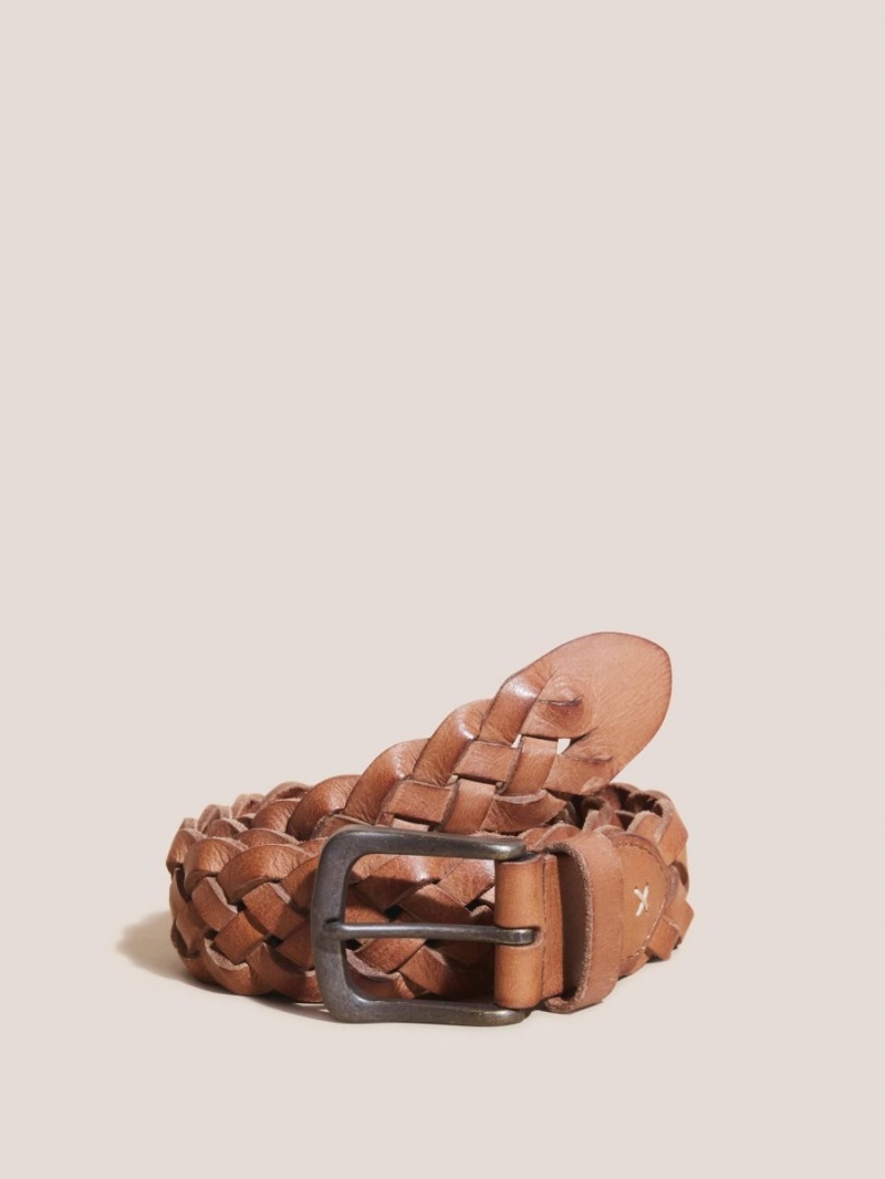 White Stuff Weave Leather Belt Mid Tan | 05437-ENWX