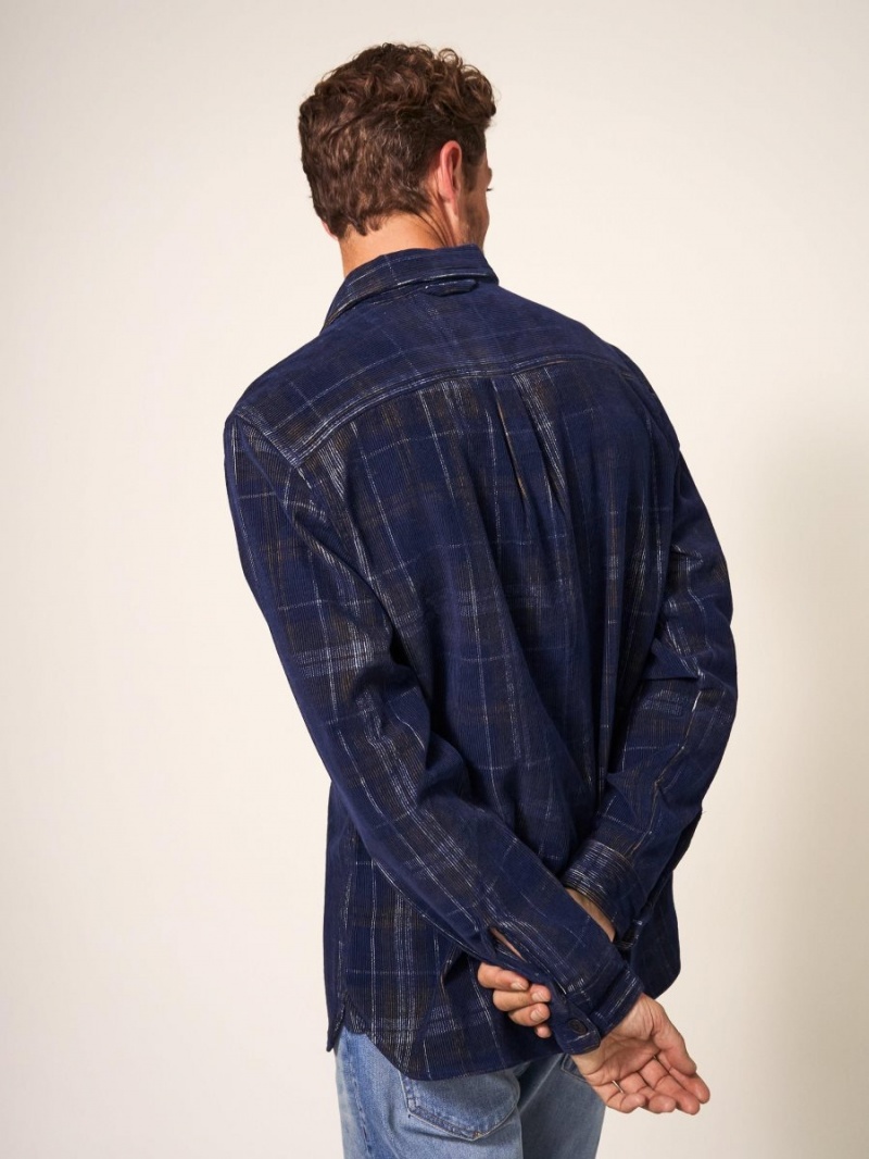 White Stuff Whitwick Cord Check Shirt Dark Navy | 24789-MEUW