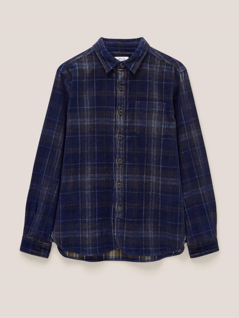 White Stuff Whitwick Cord Check Shirt Dark Navy | 24789-MEUW