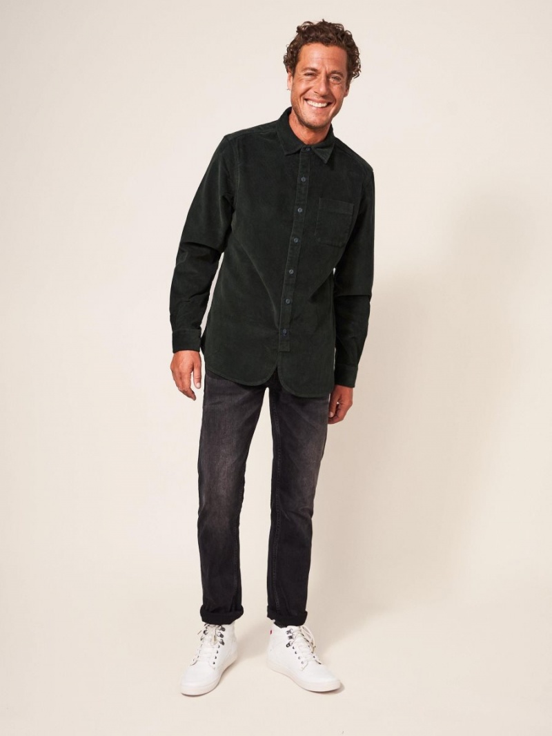 White Stuff Whitwick Cord Shirt Dark Green | 01549-ZLQF