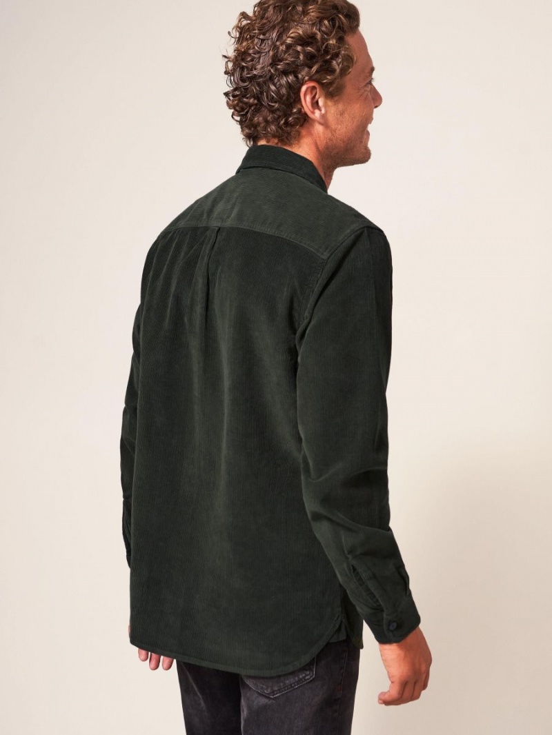 White Stuff Whitwick Cord Shirt Dark Green | 01549-ZLQF