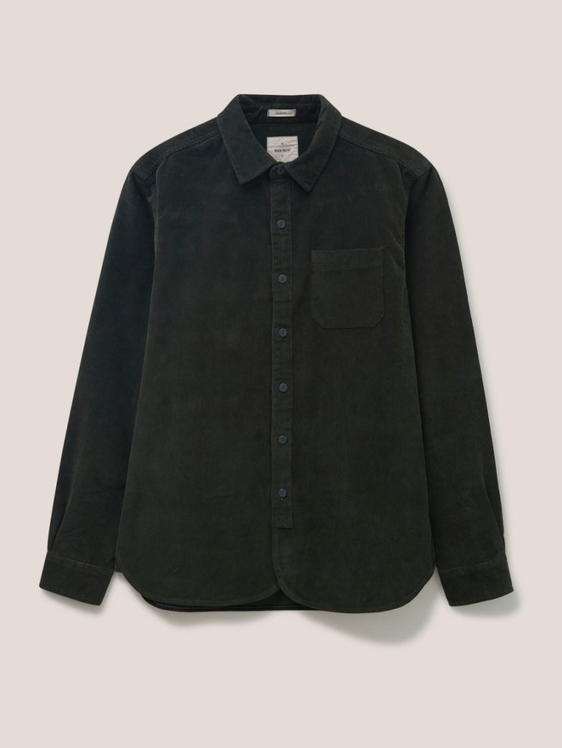 White Stuff Whitwick Cord Shirt Dark Green | 01549-ZLQF