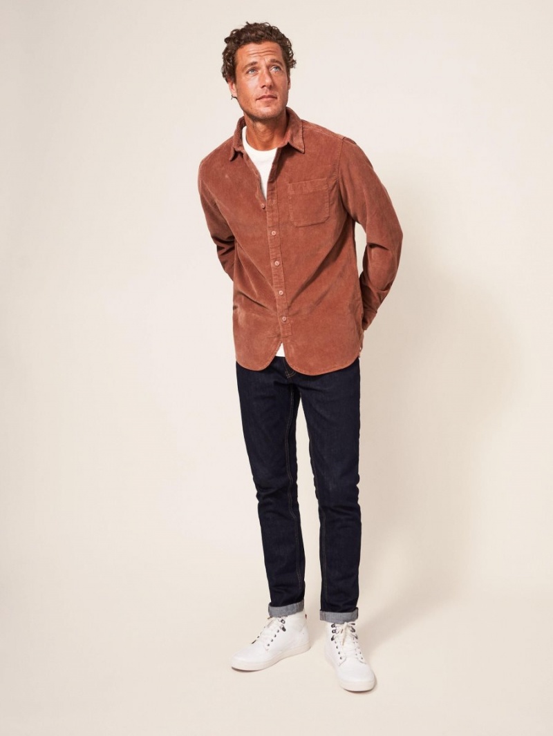 White Stuff Whitwick Cord Shirt Deep Brown | 49281-BLQJ