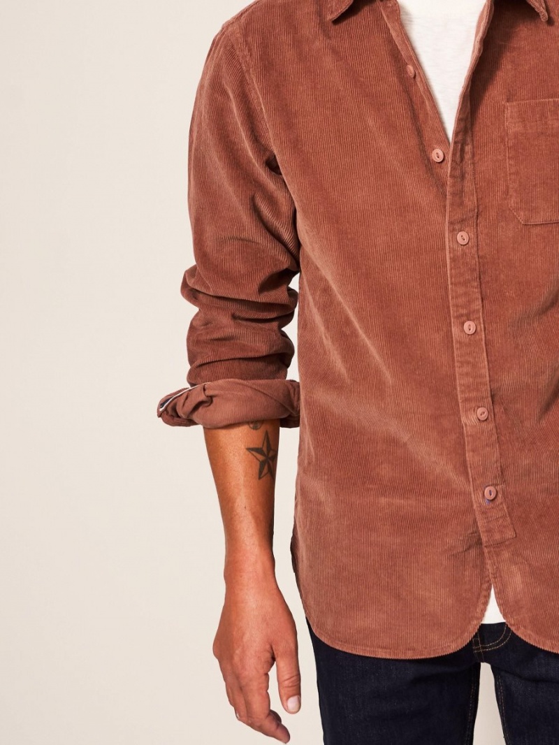 White Stuff Whitwick Cord Shirt Deep Brown | 49281-BLQJ