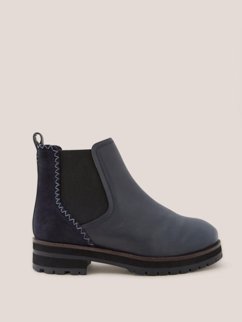 White Stuff Wide Fit Leather Chelsea Boot Dark Navy | 98764-BVTD