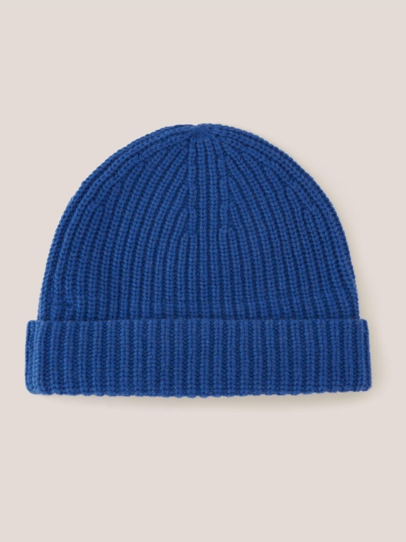 White Stuff Wool Ribbed Beanie Mid Blue | 45301-CNEA