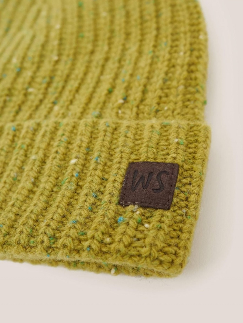 White Stuff Wool Ribbed Beanie Mid Chartreuse | 87564-WSUL