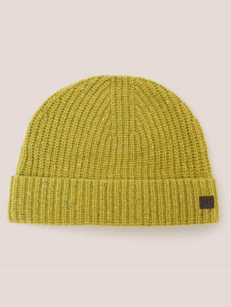 White Stuff Wool Ribbed Beanie Mid Chartreuse | 87564-WSUL