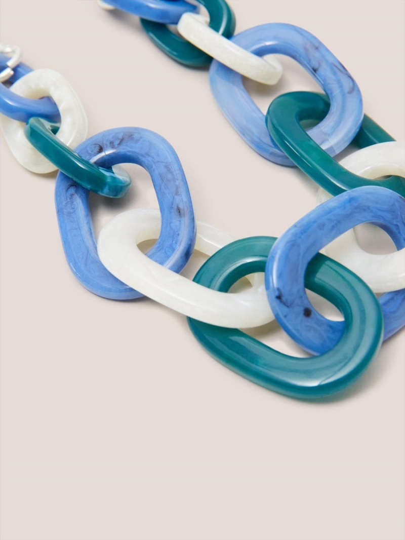 White Stuff Zalie Resin Chain Necklace Blue Multi | 56482-CVOQ