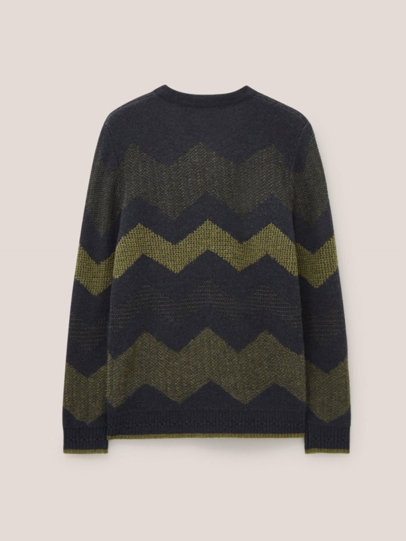 White Stuff Zig Zag Textured Crew Charcoal Grey | 67183-VGYN