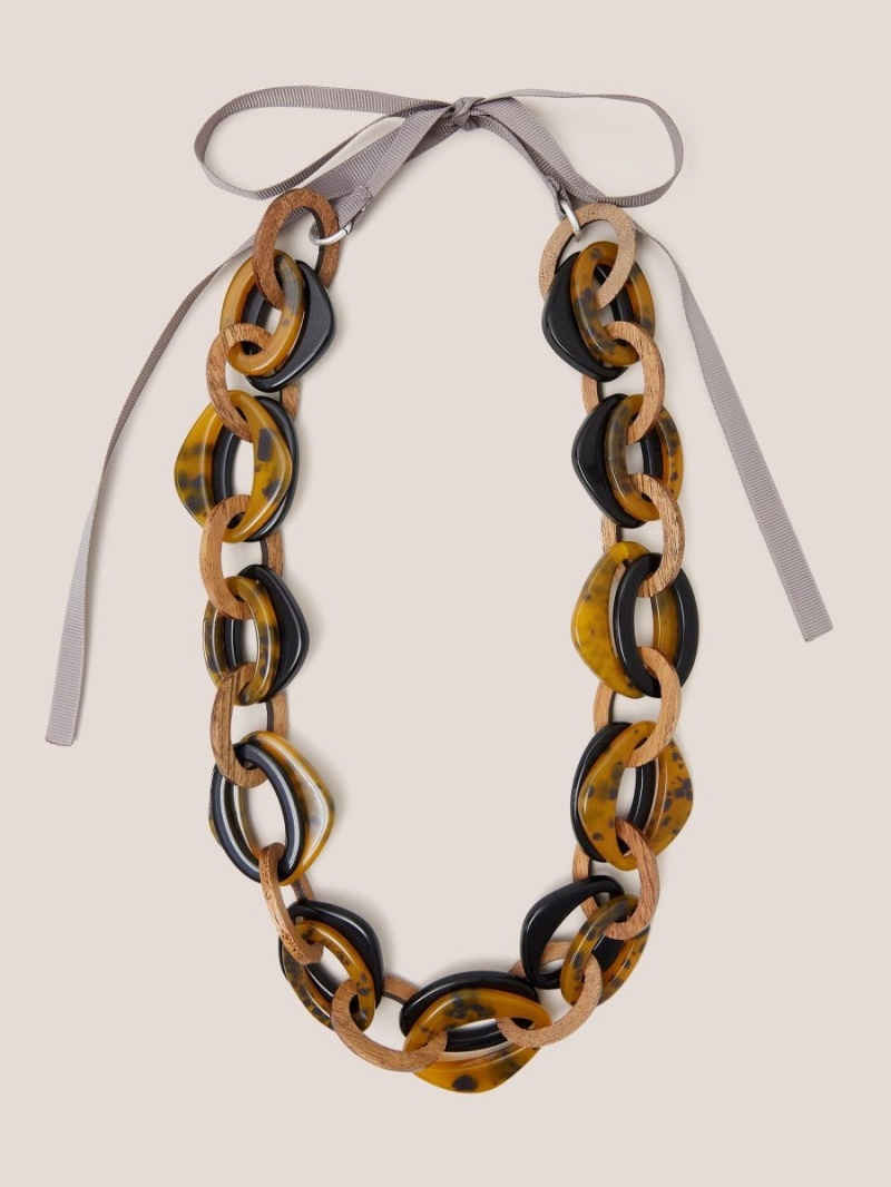 White Stuff Zinnia Long Chain Necklace Brown Multi | 80753-ZTUF